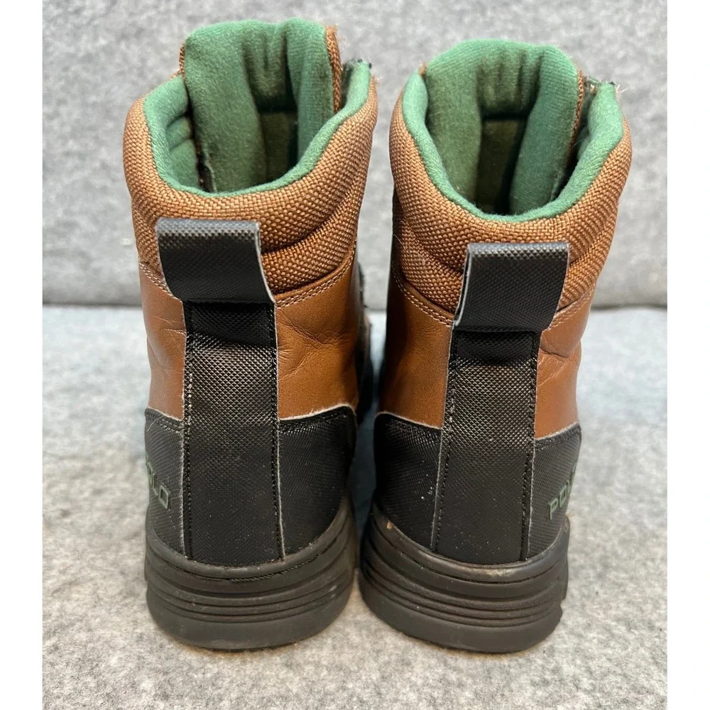 Polo Ralph Lauren Kids Brown Leather Zip Up Winter Boots Size Big Boys 4